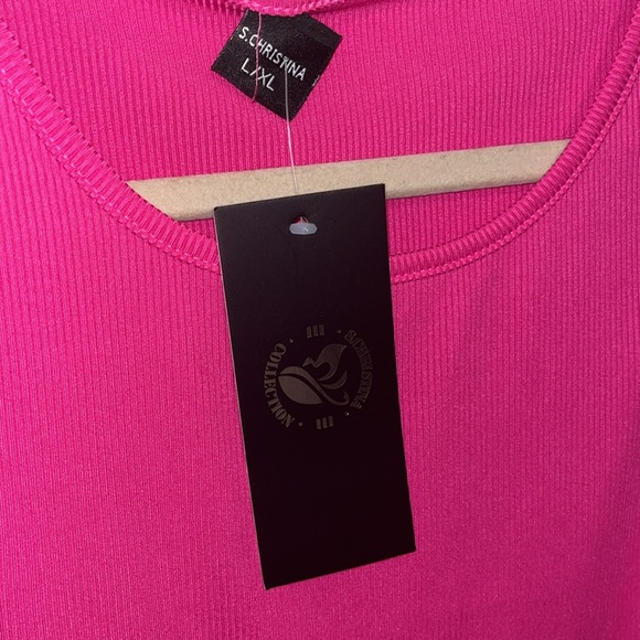 NWT S. Christina Collection Hot Pink Ribbed Bodysuit. L/XL - Picture 5 of 5